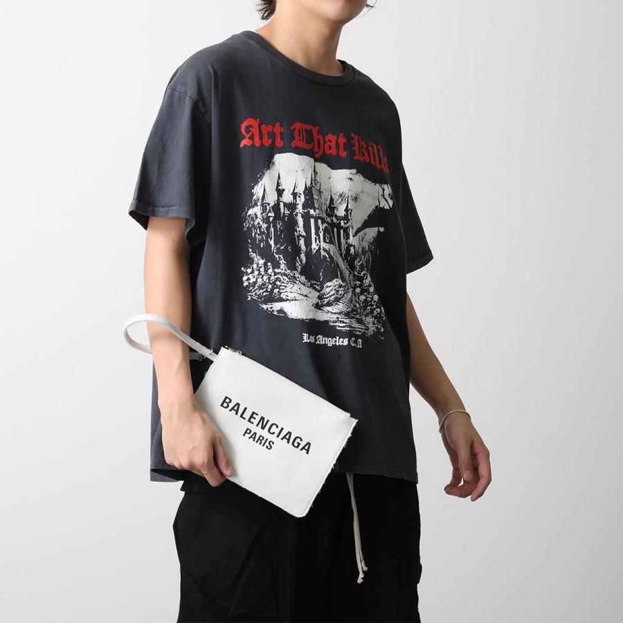 BALENCIAGA バレンシアガ トートバッグ 24/7 TOTE L 791793 2AA45 メンズ フィッシュネットレイヤー コットンキャンバス ポーチ付き 鞄 9091/WHITEの画像