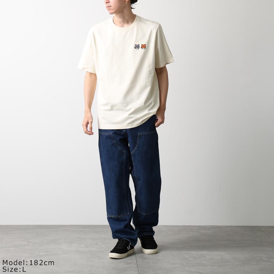 MAISON KITSUNE メゾンキツネ Tシャツ DOUBLE FOX ダブル フォックスヘッド コンフォート OM011CF KJ7025 メンズ 半袖 カットソー 刺繍パッチ カラー2色の画像