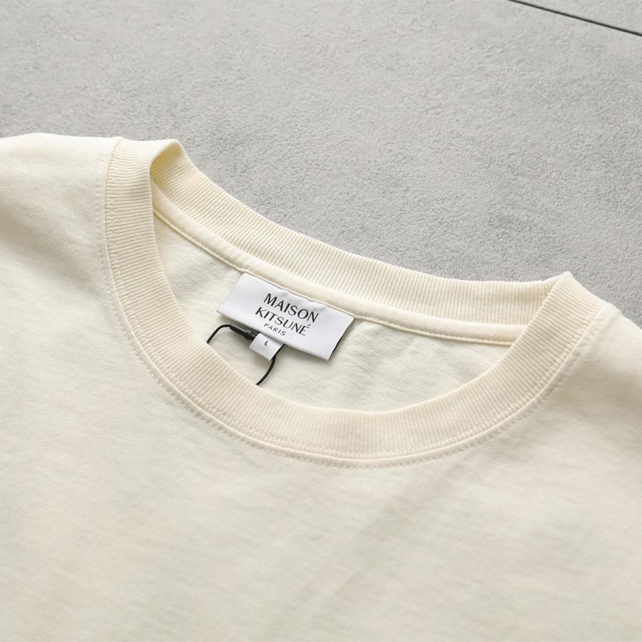MAISON KITSUNE メゾンキツネ Tシャツ DOUBLE FOX ダブル フォックスヘッド コンフォート OM011CF KJ7025 メンズ 半袖 カットソー 刺繍パッチ カラー2色の画像