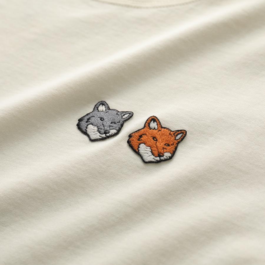 MAISON KITSUNE メゾンキツネ Tシャツ DOUBLE FOX ダブル フォックスヘッド コンフォート OM011CF KJ7025 メンズ 半袖 カットソー 刺繍パッチ カラー2色の画像