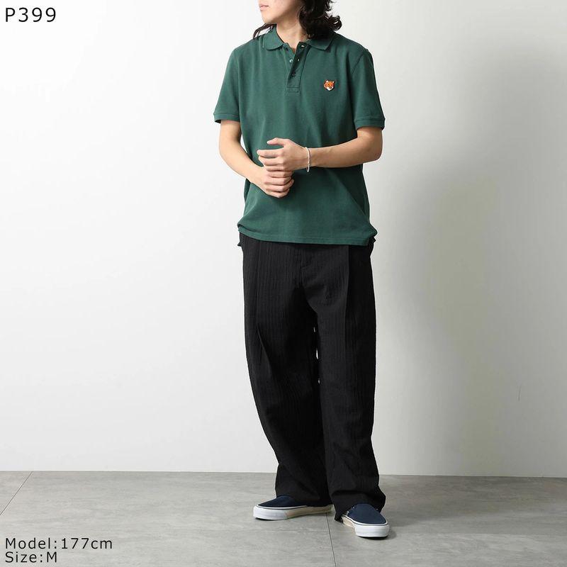 MAISON KITSUNÉ オリーブ ニットポロシャツ M MAISON KITSUNE（メゾン キツネ） ポロシャツ FOX HEAD フォックス