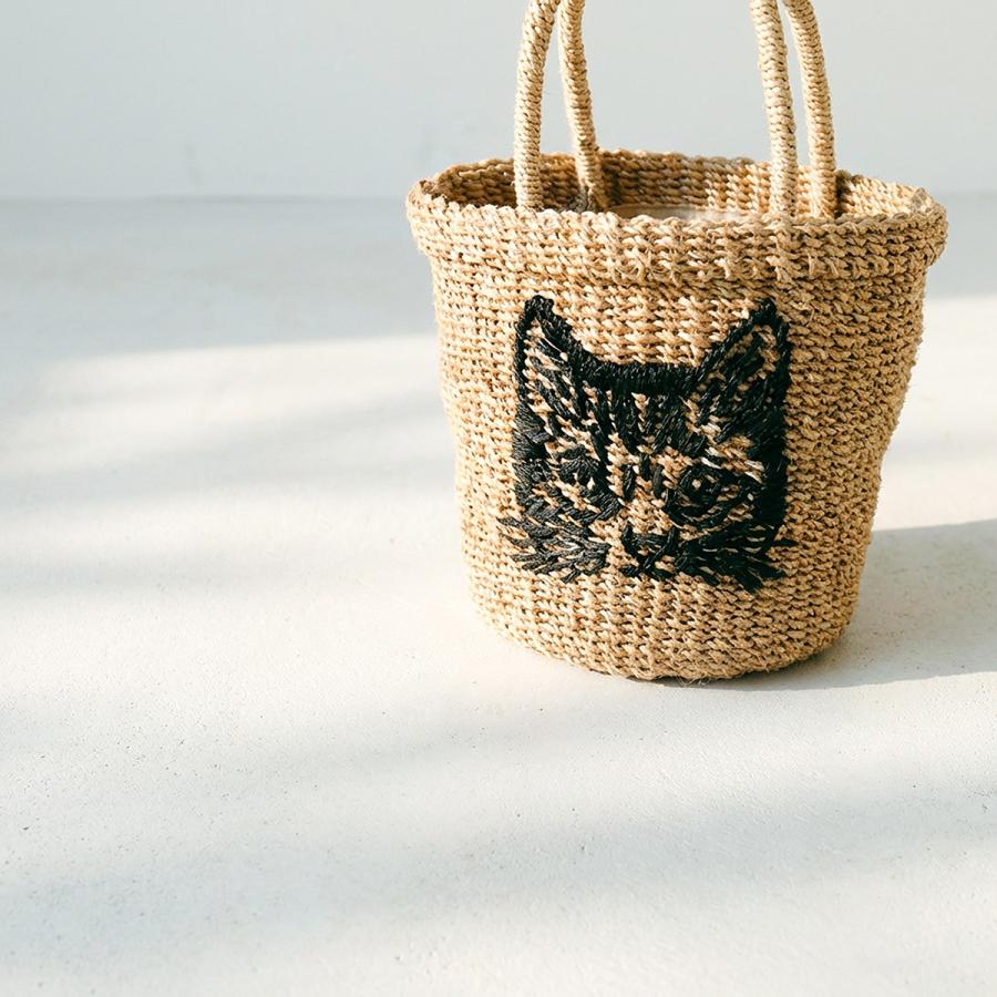 BAGMATI バグマティ カゴバッグ BBK25 SS15 レディース ハンドバッグ キャット 猫 アニマル刺繍 鞄 Natural/Cat_2