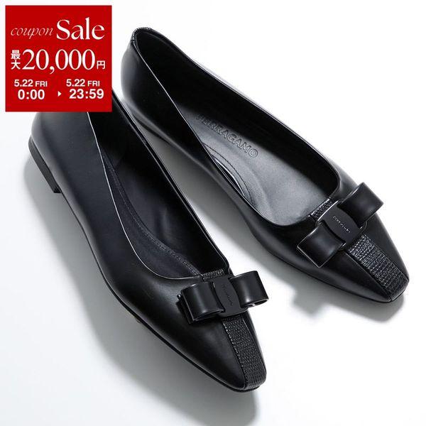 FERRAGAMO（フェラガモ） 6 本革 パンプス ブラック SalvatoreFerragamoフェラガモ フラット Salvatore VARINA パンプス 靴