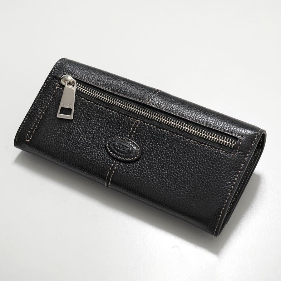 TODS トッズ 二つ折り長財布 XAWDBNB0403 XSO レディース カーフレザー センター シーム フラップ ホットスタンプ ロゴの画像