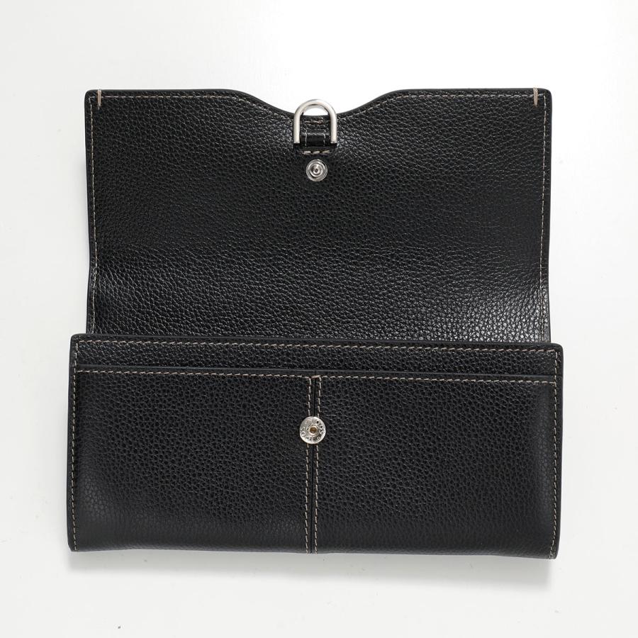 TODS トッズ 二つ折り長財布 XAWDBNB0403 XSO レディース カーフレザー センター シーム フラップ ホットスタンプ ロゴの画像