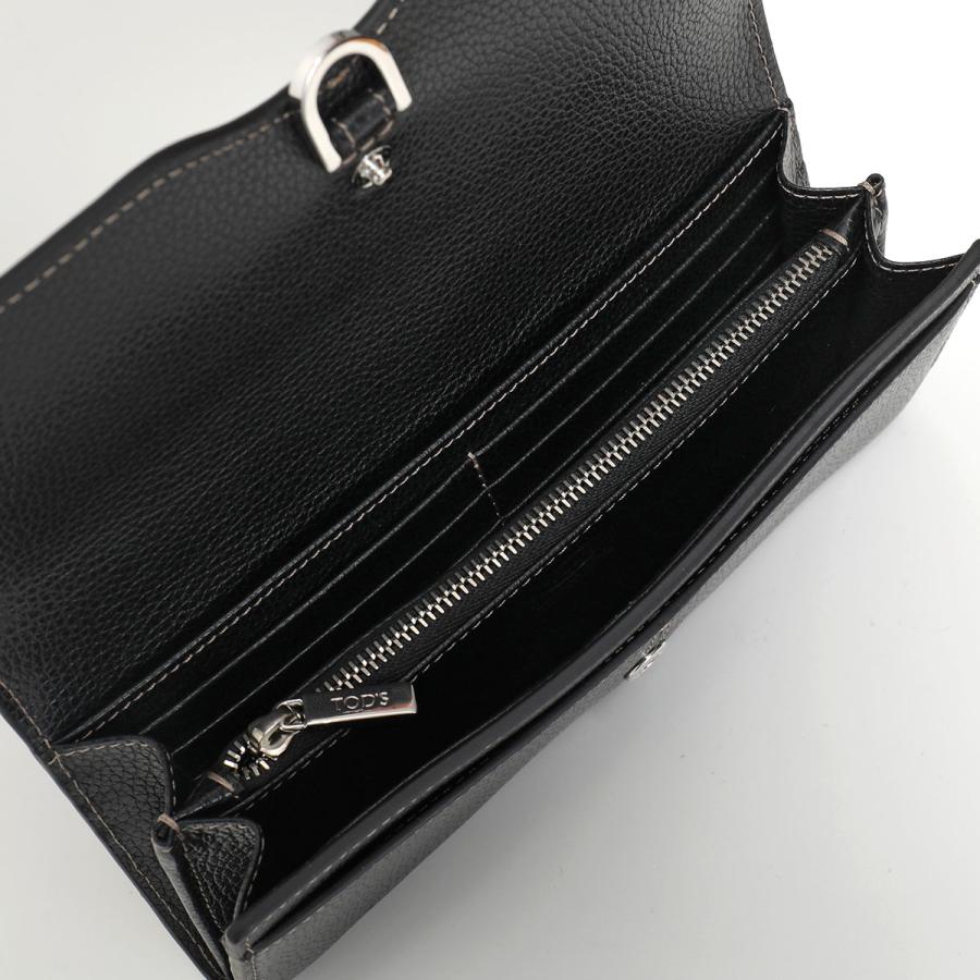 TODS トッズ 二つ折り長財布 XAWDBNB0403 XSO レディース カーフレザー センター シーム フラップ ホットスタンプ ロゴの画像