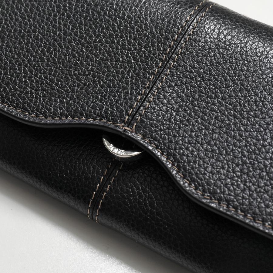 TODS トッズ 二つ折り長財布 XAWDBNB0403 XSO レディース カーフレザー センター シーム フラップ ホットスタンプ ロゴの画像