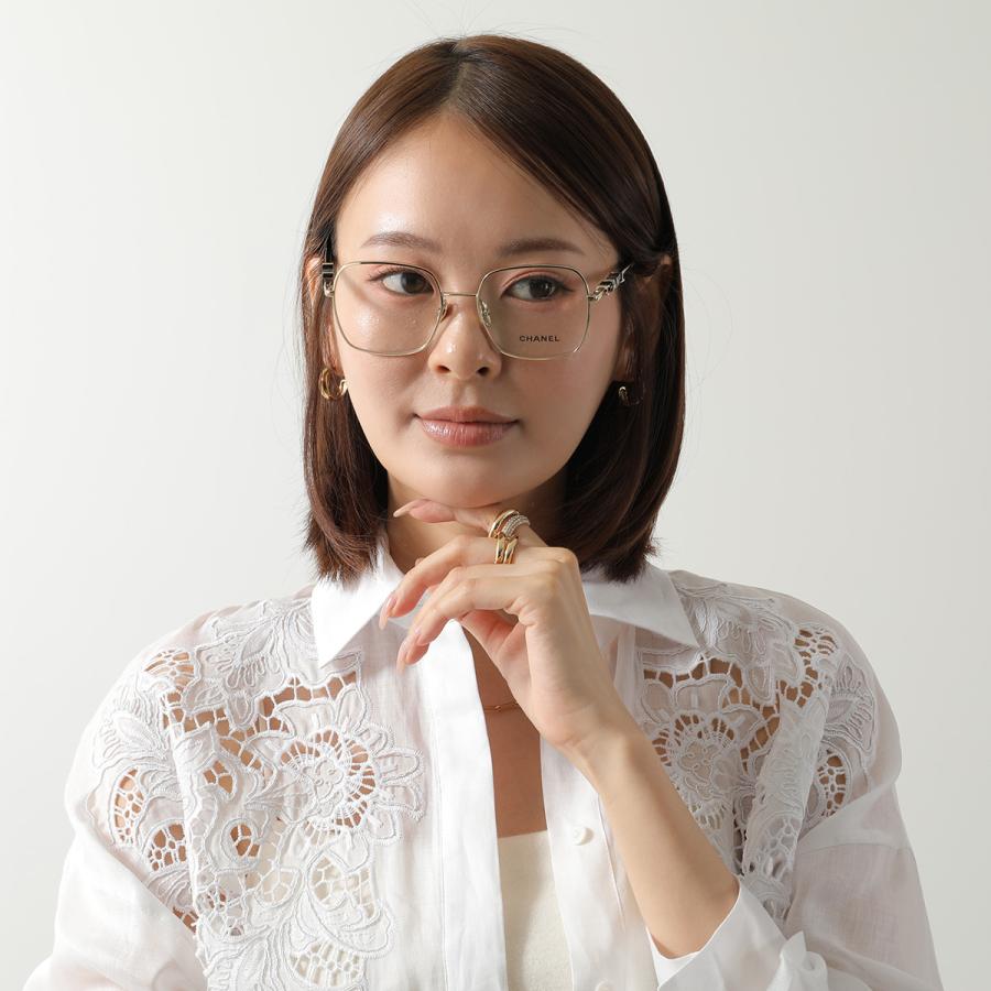 CHANEL シャネル メガネ 2215 レディース スクエア型 メタルフレーム 細フレーム フルリム クリングスタイプ C395/PALE-GOLDの画像