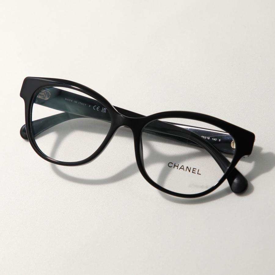 CHANEL シャネル メガネ 3440-H レディース キャットアイ型 セルフレーム フルリム めがね 眼鏡 ココマーク パール アイウェア 伊達メガネ 黒縁メガネ C622の画像