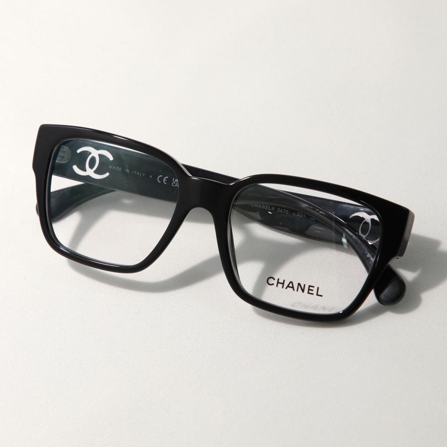 CHANEL シャネル メガネ 3475 レディース スクエア型 セルフレーム フルリム ロゴ 黒縁 めがね 眼鏡 ココマーク CCマーク アイウェア C501/BLACKの画像