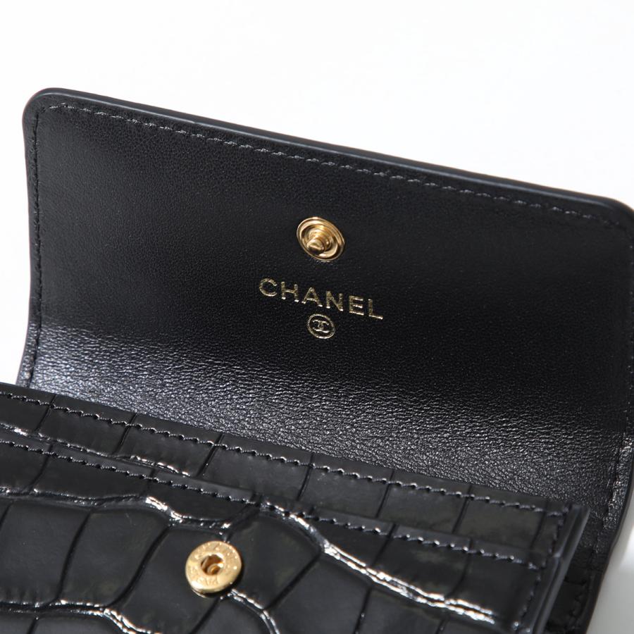新品 シャネル カードケース ブラック 上品クロコダイル柄型押し プレゼントにも 2026年春夏 CHANEL シャネル コインケース クラシック ジップ クロコ