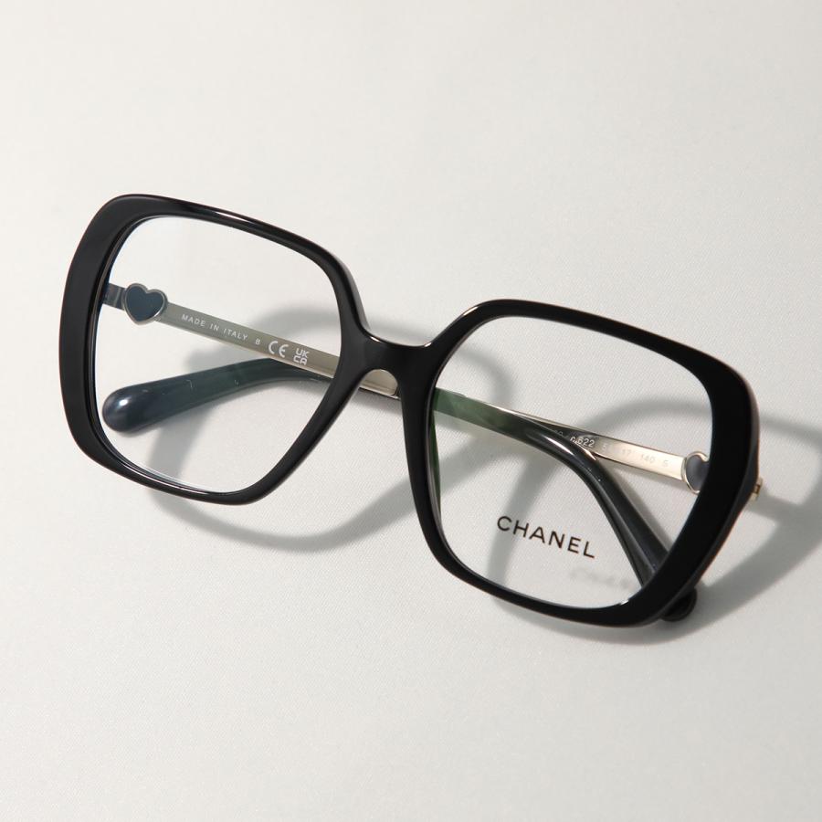 CHANEL シャネル メガネ 3462 レディース スクエア型 セルフレーム フルリム めがね 眼鏡 ココマーク ハート アイウェア C622/BLACKの画像