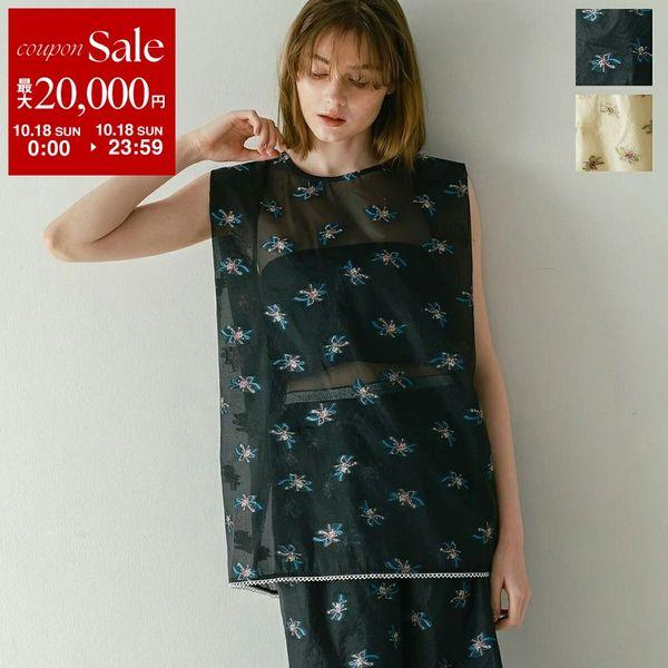 WHYTO（ホワイト） WHYTO. ブラウス back open sheer flower blouse