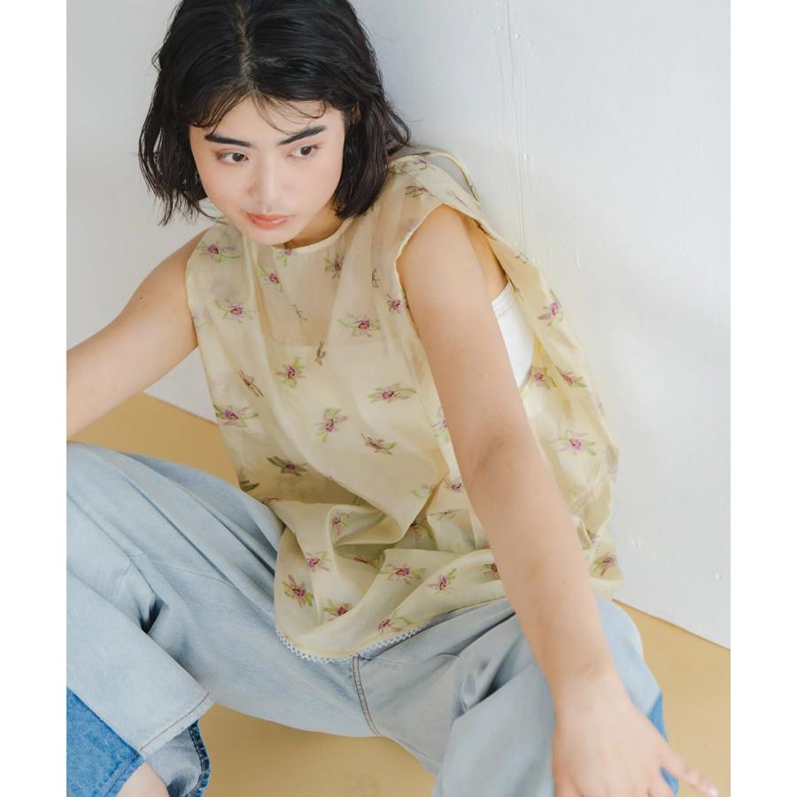 WHYTO（ホワイト） WHYTO. ブラウス back open sheer flower blouse