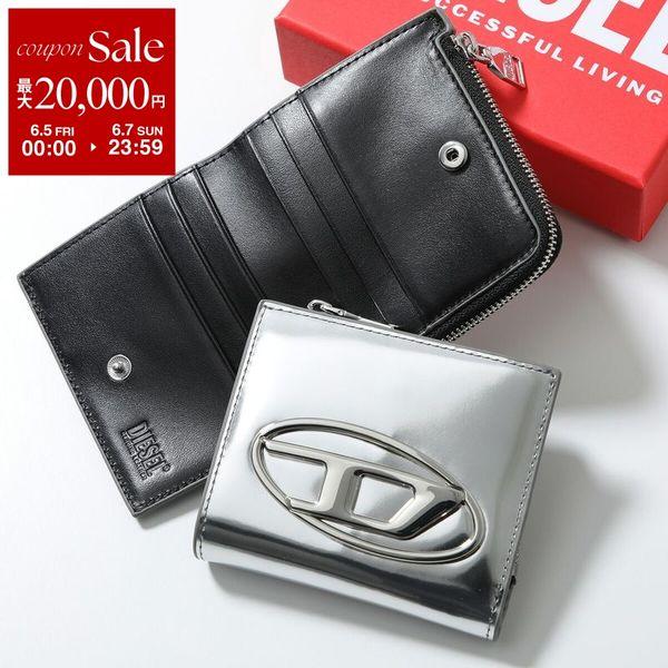 DIESEL 二つ折り財布　デニム　Dロゴ　キャンバス　シルバー　財布　レザー DIESEL（ディーゼル） 二つ折り財布 1DR BI FOLD ZIP L X10387 PS202