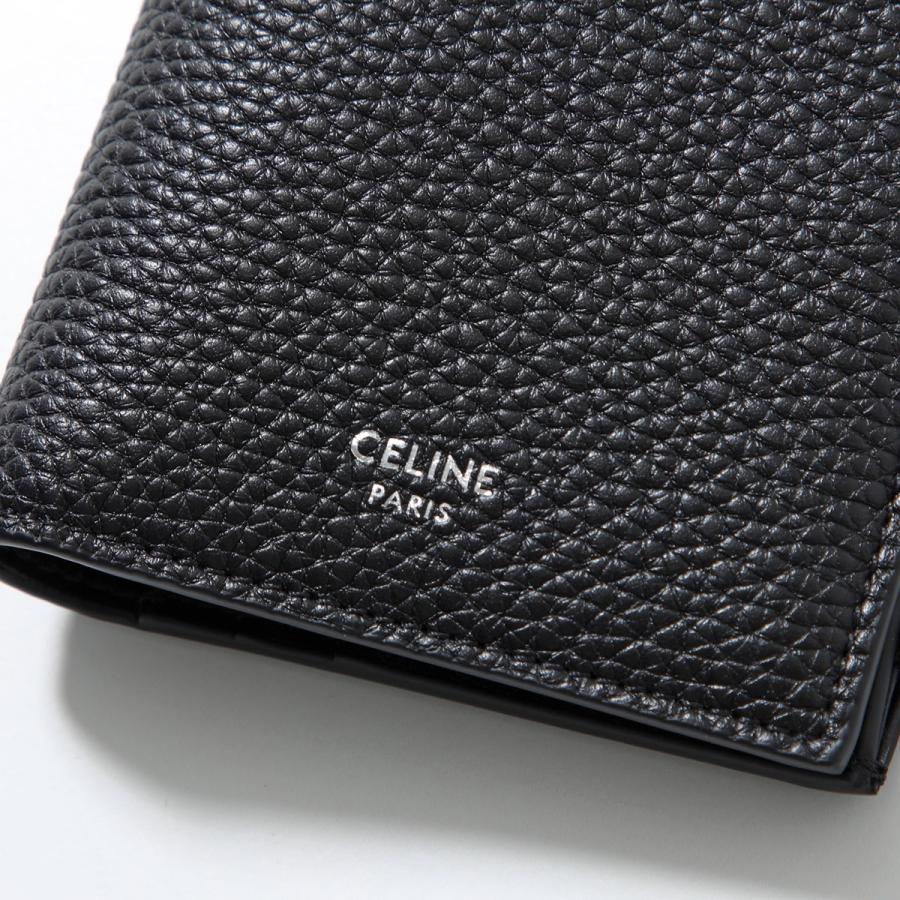 CELINE セリーヌ 二つ折り財布 10E493GTH.38SI レディース コンパクトウォレット ミニ財布 レザー Blackの画像