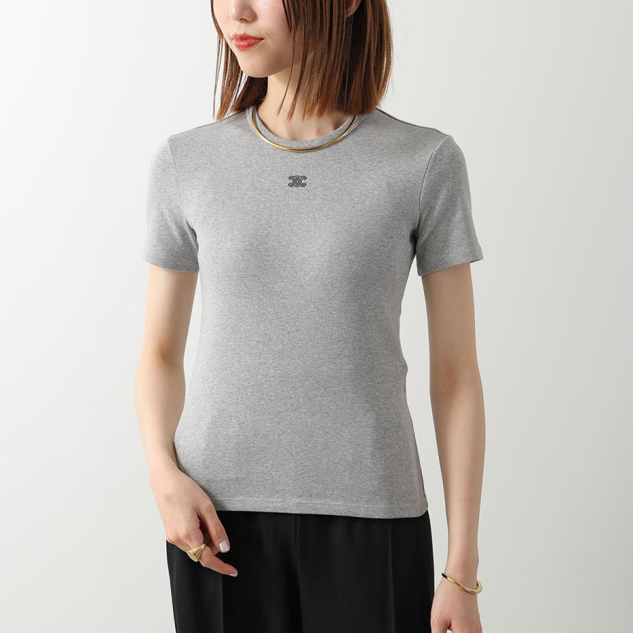 CELINE セリーヌ Tシャツ RX0M43O24.09MB レディース トリオンフ 刺繍 ロゴ クルーネック カットソー 半袖 グレーの画像