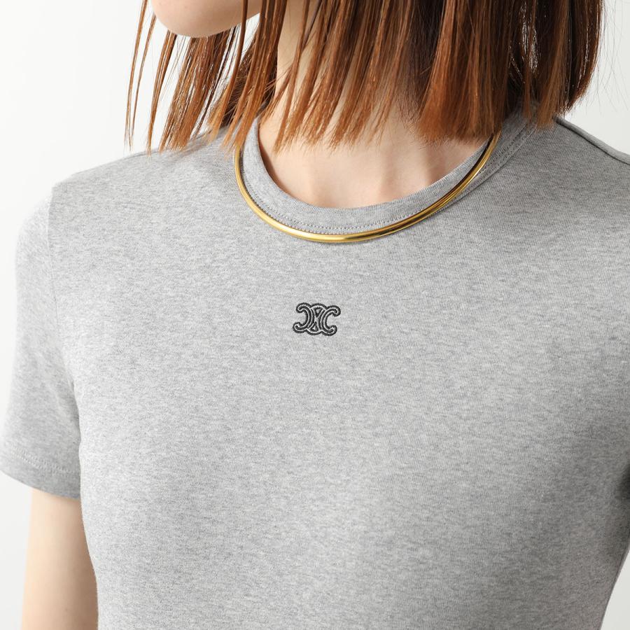 CELINE セリーヌ Tシャツ RX0M43O24.09MB レディース トリオンフ 刺繍 ロゴ クルーネック カットソー 半袖 グレーの画像
