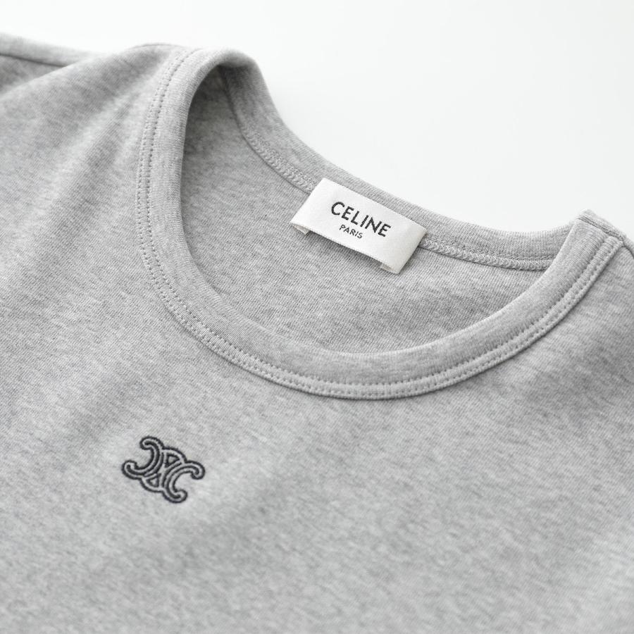 CELINE セリーヌ Tシャツ RX0M43O24.09MB レディース トリオンフ 刺繍 ロゴ クルーネック カットソー 半袖 グレーの画像