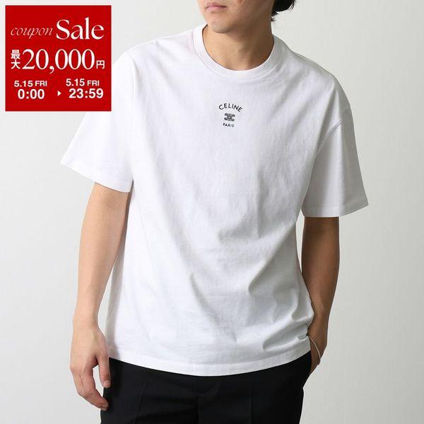 セリーヌ CELINE ロゴ刺繍 半袖Tシャツ 衣料品 トップス コットン レディース レッド系 / ホワイト系 【中古】 CELINE（セリーヌ） 半袖 Tシャツ RX0IE1242.GGY4 レディース ロゴ