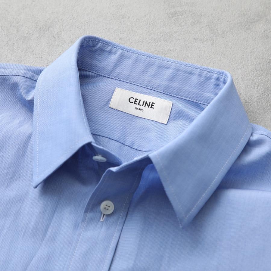 CELINE セリーヌ クラシックシャツ RC0BZ2N91.07EU メンズ コットンポプリン トリオンフ刺繍 長袖 ブルーの画像