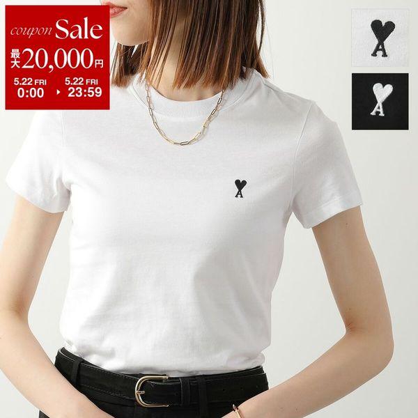 ami paris アミパリス Ami De Coeur Tシャツ FTS347 724 レディース ハート ロゴ 刺繍 コットンジャージー 半袖 カットソー クルーネック クロップド丈の画像