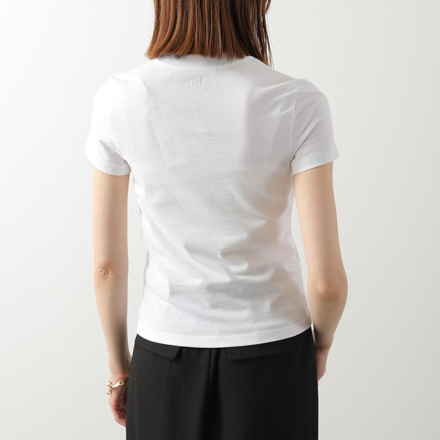 ami paris アミパリス Ami De Coeur Tシャツ FTS347 724 レディース ハート ロゴ 刺繍 コットンジャージー 半袖 カットソー クルーネック クロップド丈の画像