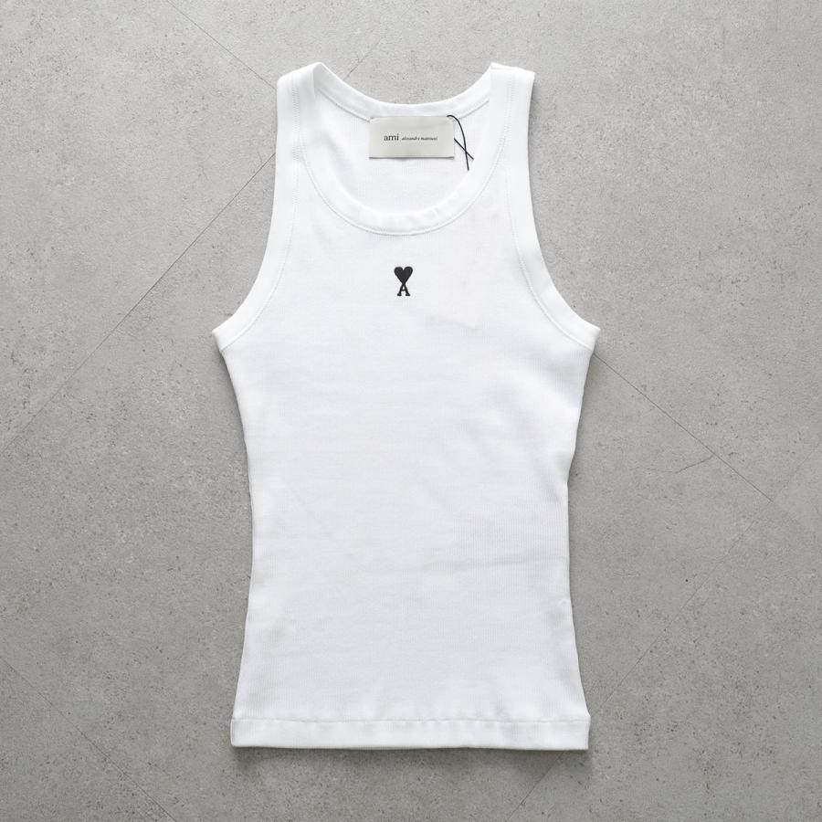 AMI DE COEUR タンクトップ　コットンリブ タンクトップ WHITE White Cotton Ami De Coeur Tanktop | Ami Paris
