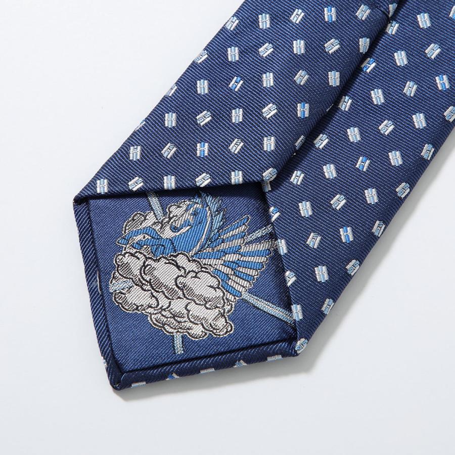 HERMES エルメス ネクタイ PEGASUS TIE メンズ フランス製 シルク H柄シルクツイルタイ ゼブラ ペガサス ジャガード ショッパー+ブランド箱付き ギフトの画像