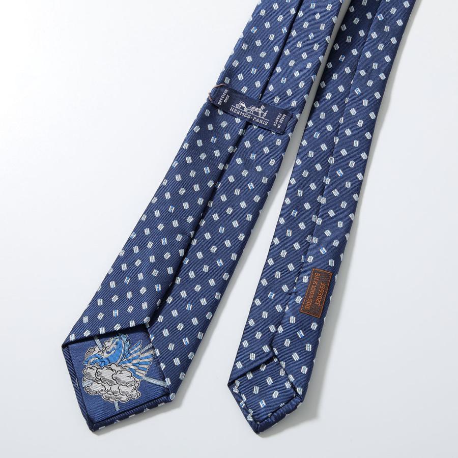 HERMES エルメス ネクタイ PEGASUS TIE メンズ フランス製 シルク H柄シルクツイルタイ ゼブラ ペガサス ジャガード ショッパー+ブランド箱付き ギフトの画像
