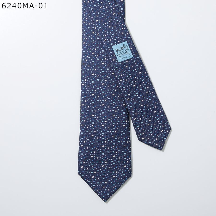 HERMES エルメス ネクタイ TIE メンズ フランス製 シルク H織りタイ シルクツイルタイ H柄 ジャガード プリント ショッパー + ブランド箱付き ギフトの画像