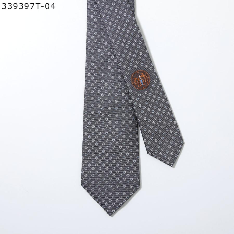 HERMES エルメス ネクタイ TIE メンズ フランス製 シルク H織りタイ シルクツイルタイ H柄 ジャガード プリント ショッパー + ブランド箱付き ギフトの画像