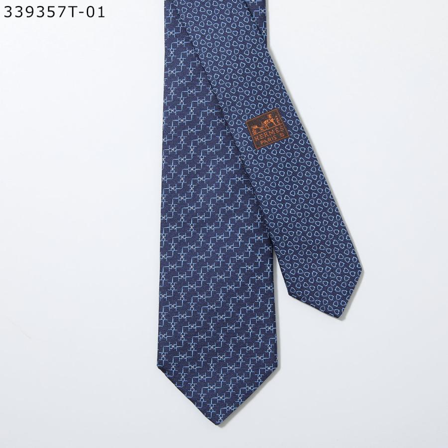 HERMES エルメス ネクタイ TIE メンズ フランス製 シルク H織りタイ シルクツイルタイ H柄 ジャガード プリント ショッパー + ブランド箱付き ギフトの画像