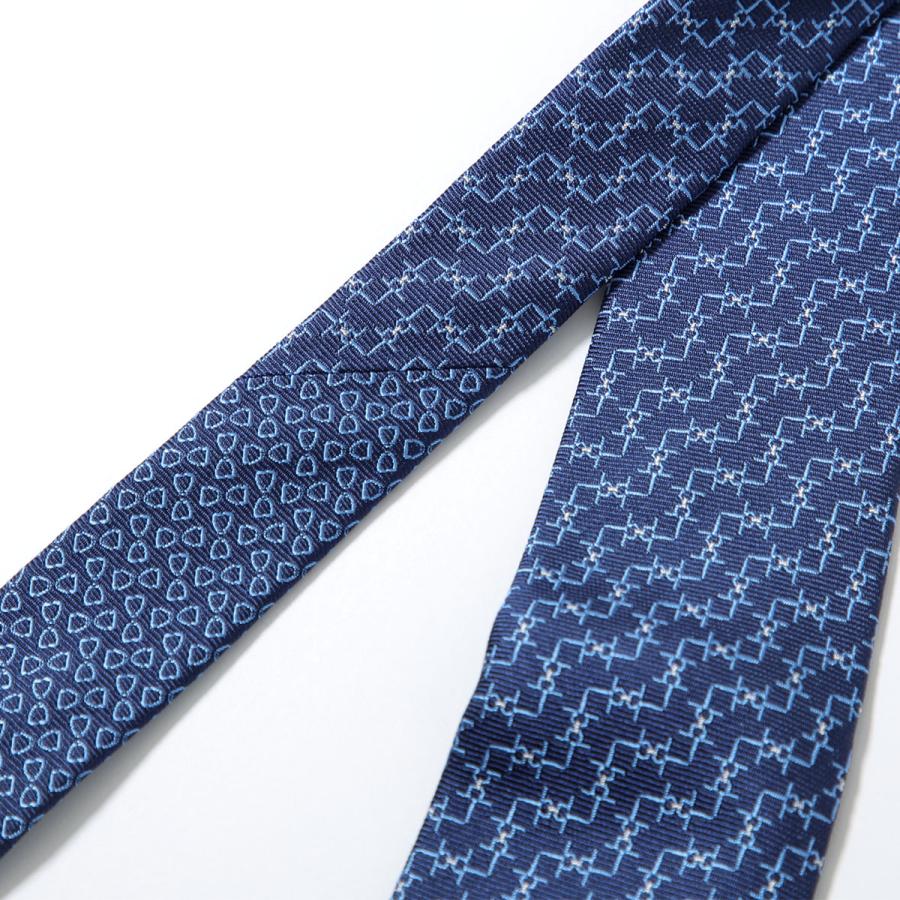 HERMES エルメス ネクタイ TIE メンズ フランス製 シルク H織りタイ シルクツイルタイ H柄 ジャガード プリント ショッパー + ブランド箱付き ギフトの画像