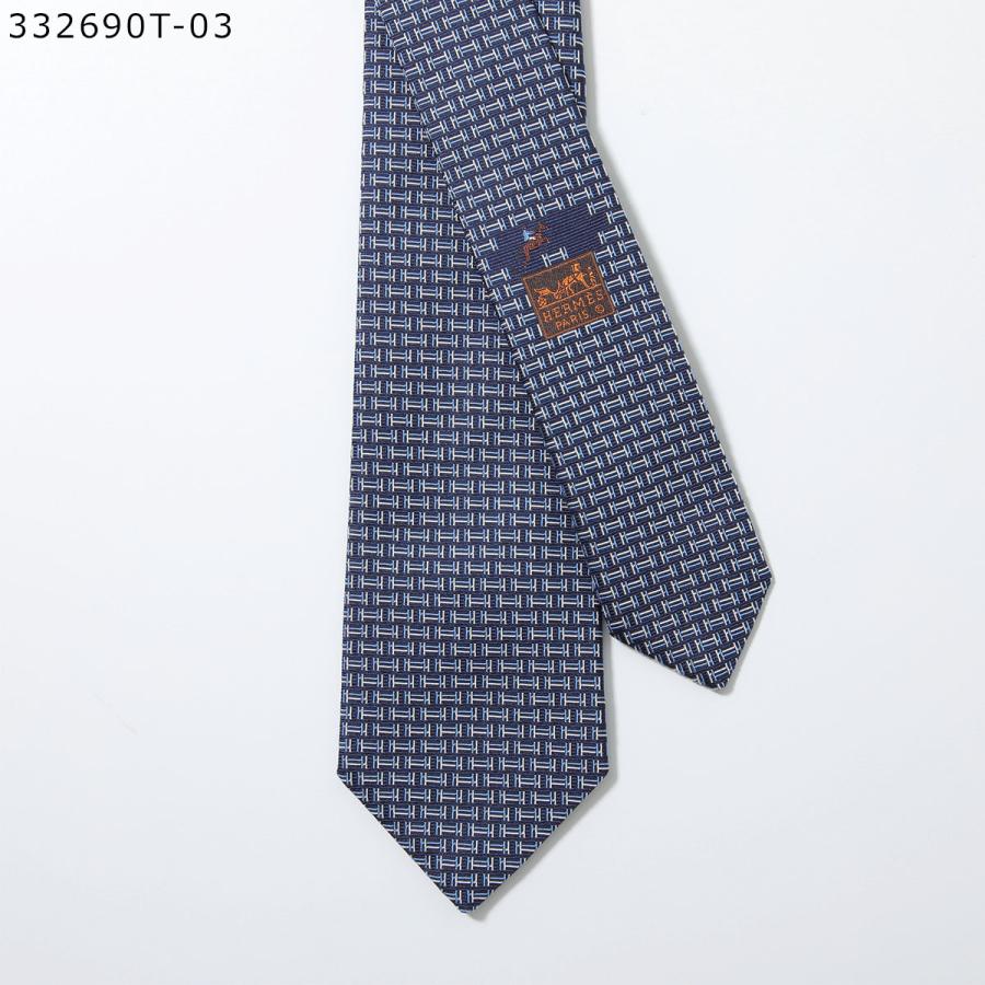HERMES エルメス ネクタイ TIE メンズ フランス製 シルク H織りタイ シルクツイルタイ H柄 ジャガード プリント ショッパー + ブランド箱付き ギフトの画像