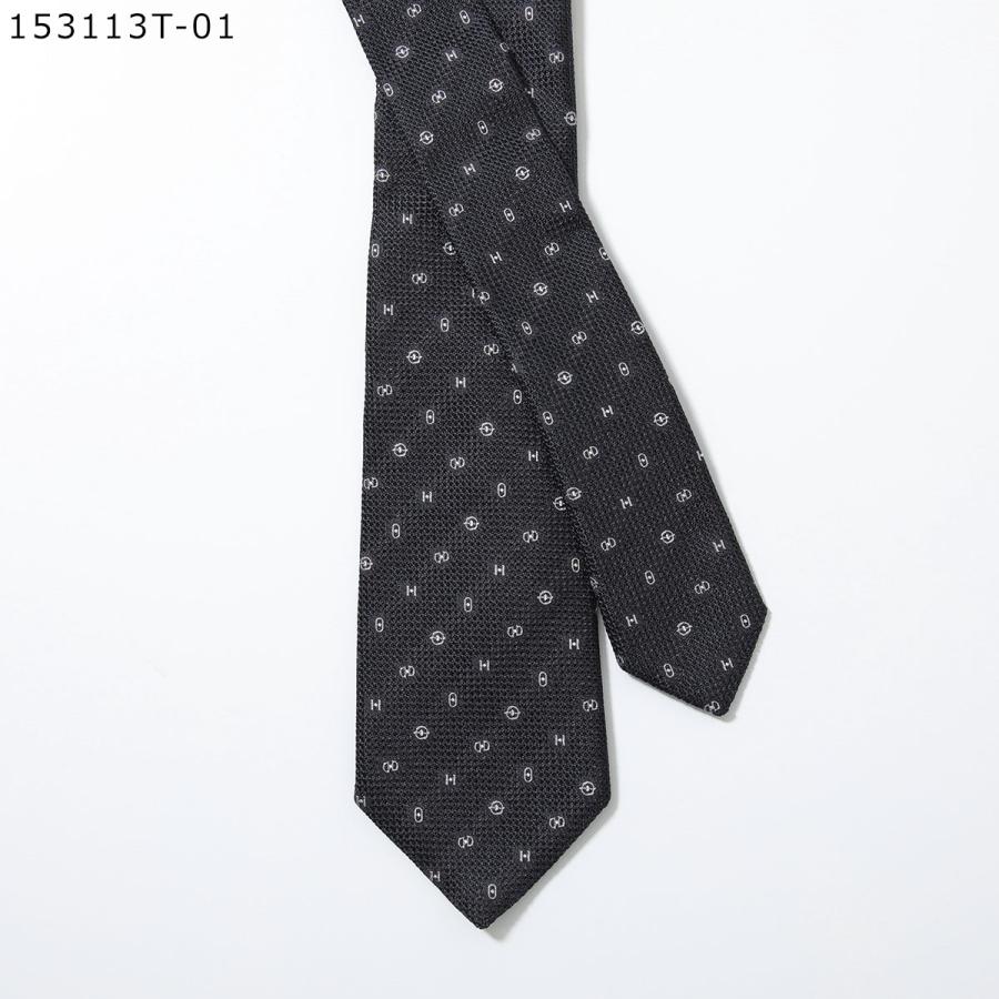 HERMES エルメス ネクタイ TIE メンズ フランス製 シルク H織りタイ シルクツイルタイ H柄 ジャガード プリント ショッパー + ブランド箱付き ギフトの画像