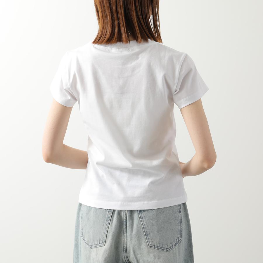 GANNI ガニー Tシャツ Baby Fit T-shirt Raspberry A1050185 11026 レディース ロゴ コットン 半袖 カットソー クルーネック 151/Bright-Whiteの画像