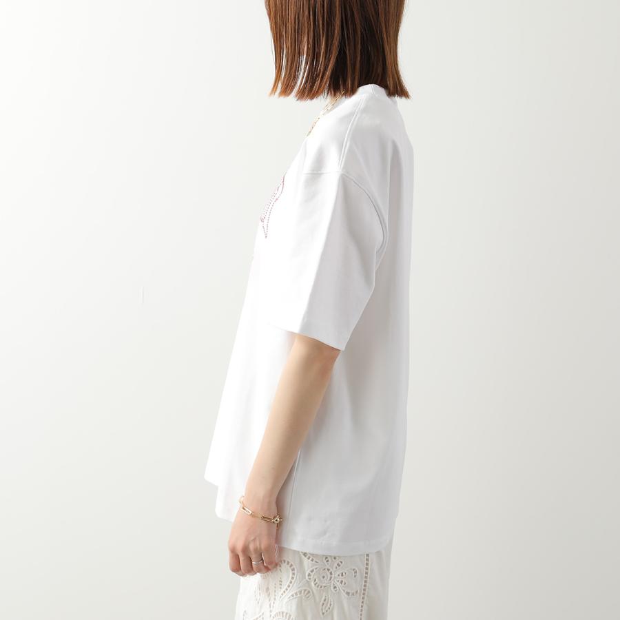 GANNI ガニー Tシャツ Heavy Cotton Jersey Raspberry A1050140 11038 レディース ロゴ コットン ラインストーン 半袖 クルーネック 151/Bright-Whiteの画像