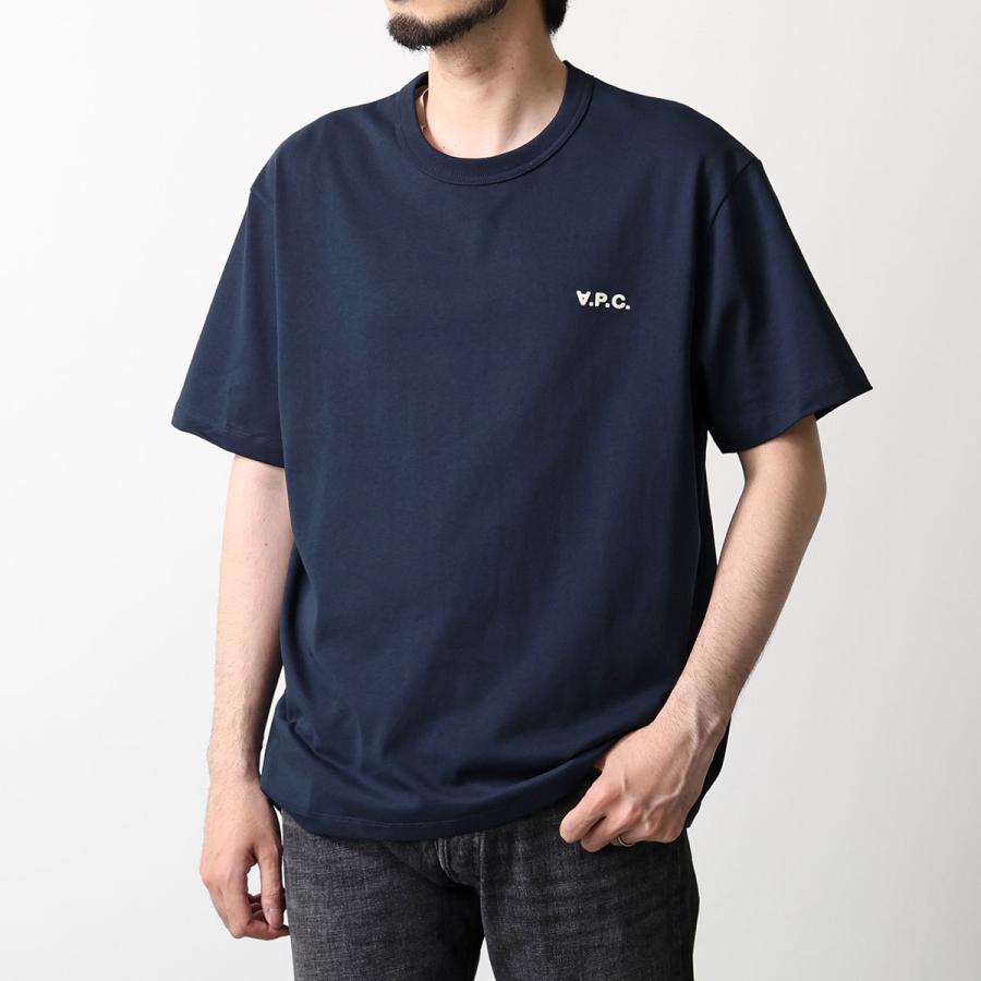 APC A.P.C. アーペーセー 半袖 Tシャツ COHBQ H26391 メンズ カットソー コットン ロゴT ちびロゴT フロッキープリント クルーネックの画像
