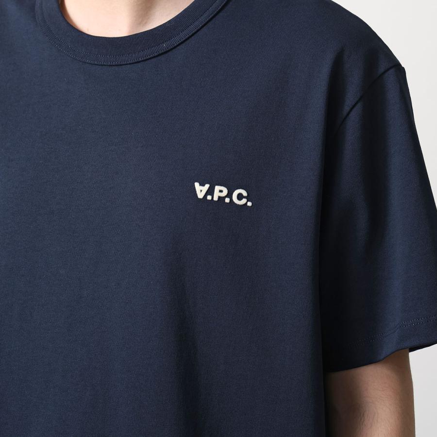 APC A.P.C. アーペーセー 半袖 Tシャツ COHBQ H26391 メンズ カットソー コットン ロゴT ちびロゴT フロッキープリント クルーネックの画像