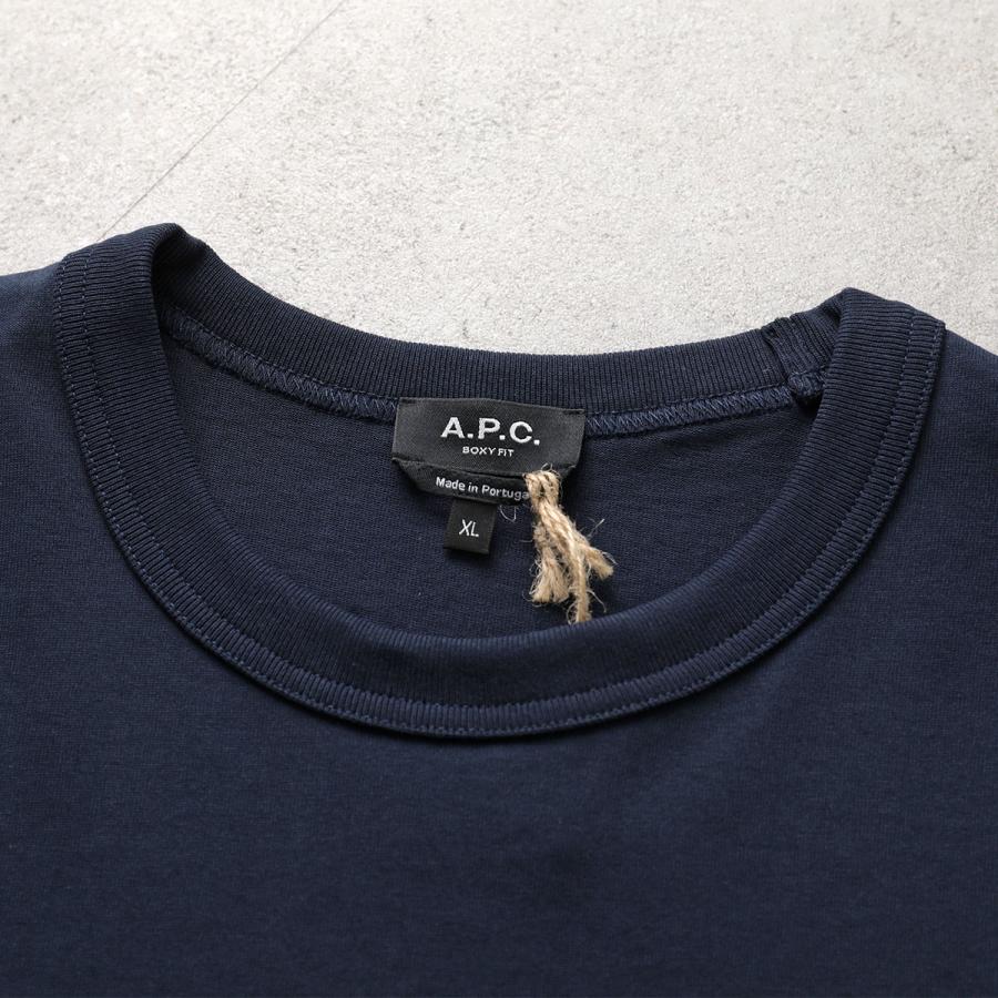 APC A.P.C. アーペーセー 半袖 Tシャツ COHBQ H26391 メンズ カットソー コットン ロゴT ちびロゴT フロッキープリント クルーネックの画像
