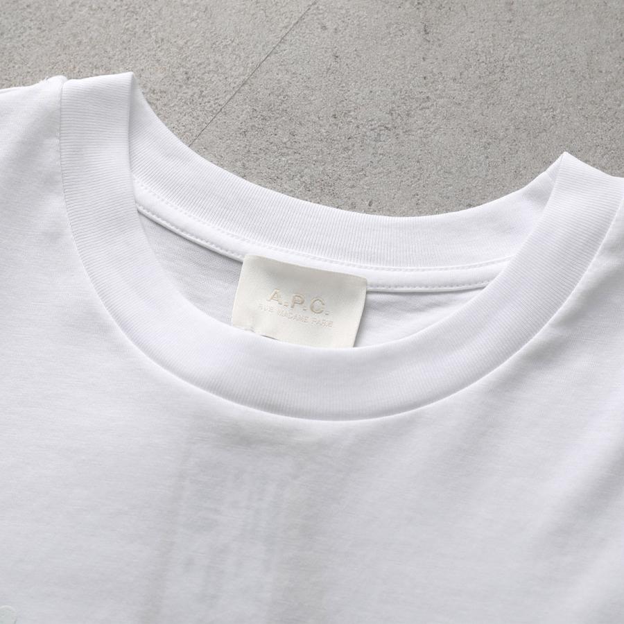 APC A.P.C. アーペーセー 半袖 Tシャツ TACHE BLANCHE COHBM M26458 レディース カットソー コットン クルーネック カットソー ロゴ リブ AABの画像