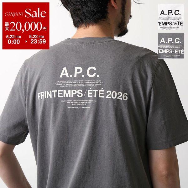 APC A.P.C. アーペーセー 半袖 Tシャツ COHBS M26465 メンズ カットソー コットン ロゴ バックプリント クルーネック ロゴT リブの画像