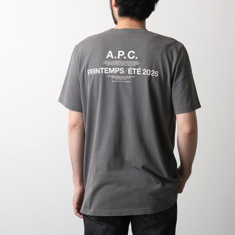 APC A.P.C. アーペーセー 半袖 Tシャツ COHBS M26465 メンズ カットソー コットン ロゴ バックプリント クルーネック ロゴT リブの画像
