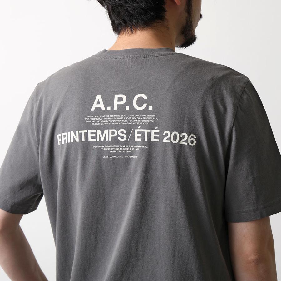 APC A.P.C. アーペーセー 半袖 Tシャツ COHBS M26465 レディース カットソー コットン ロゴ バックプリント クルーネック ロゴT リブの画像