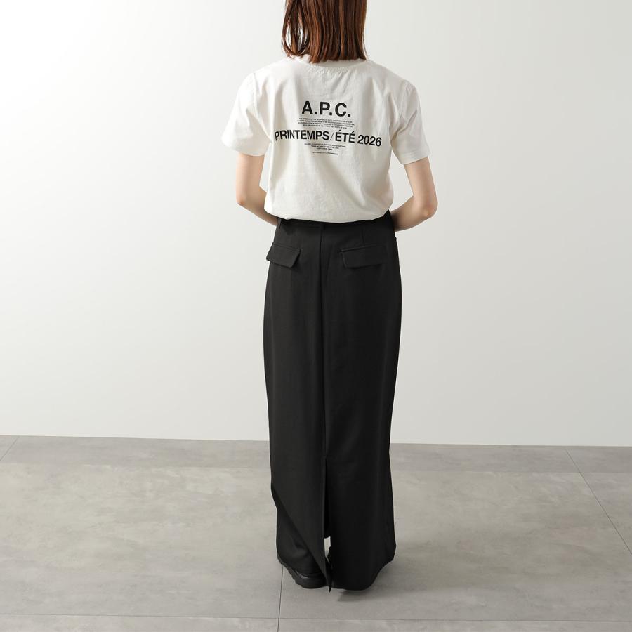 APC A.P.C. アーペーセー 半袖 Tシャツ COHBS M26465 レディース カットソー コットン ロゴ バックプリント クルーネック ロゴT リブの画像
