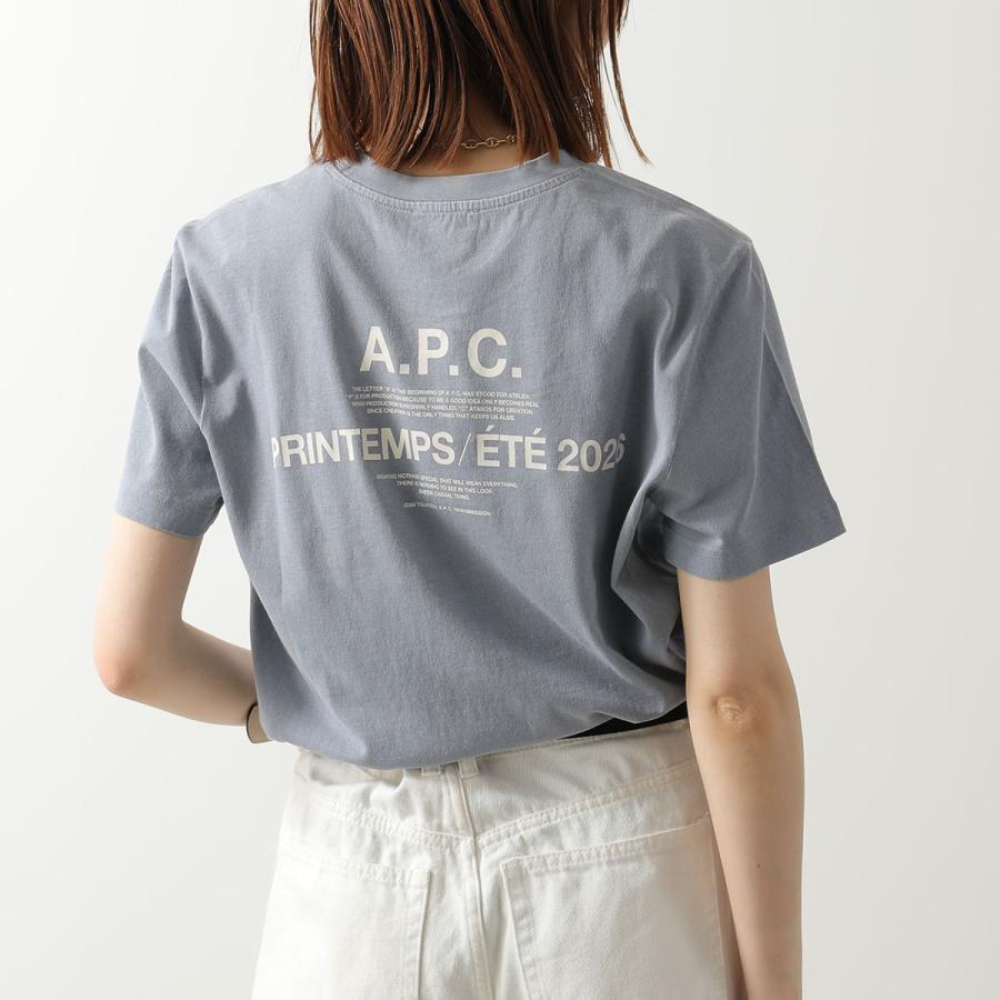 APC A.P.C. アーペーセー 半袖 Tシャツ COHBS M26465 レディース カットソー コットン ロゴ バックプリント クルーネック ロゴT リブの画像