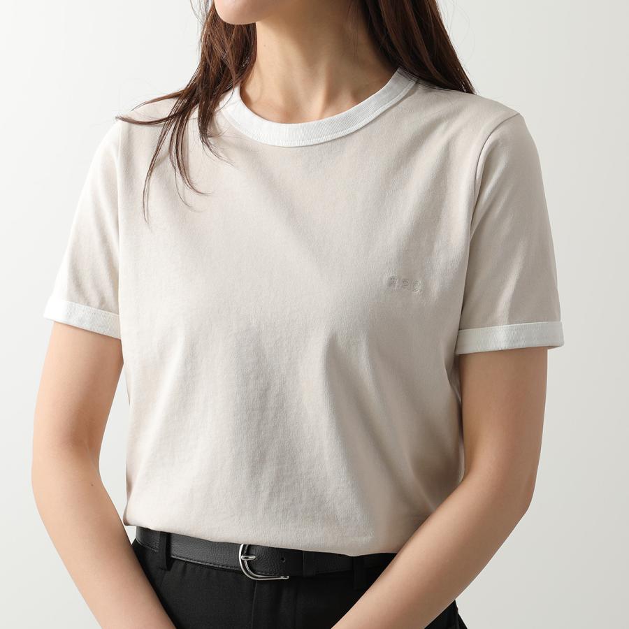 APC A.P.C. アーペーセー Tシャツ crop manche courte contraste COHBQ F26550 レディース 半袖 カットソー ロゴ刺繍 コットン クルーネックの画像