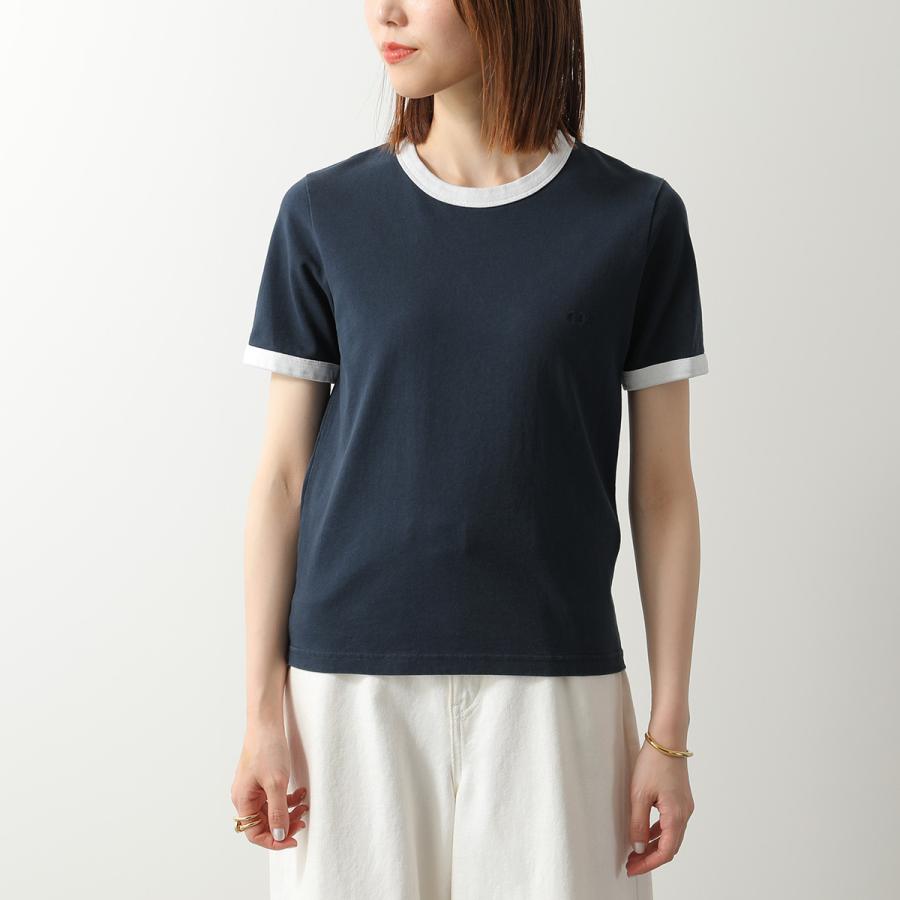 APC A.P.C. アーペーセー Tシャツ crop manche courte contraste COHBQ F26550 レディース 半袖 カットソー ロゴ刺繍 コットン クルーネックの画像