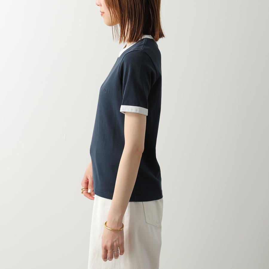 APC A.P.C. アーペーセー Tシャツ crop manche courte contraste COHBQ F26550 レディース 半袖 カットソー ロゴ刺繍 コットン クルーネックの画像